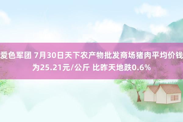 爱色军团 7月30日天下农产物批发商场猪肉平均价钱为25.21元/公斤 比昨天地跌0.6%