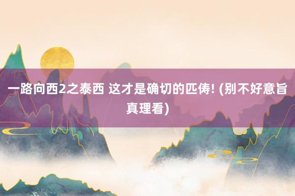 一路向西2之泰西 这才是确切的匹俦! (别不好意旨真理看)